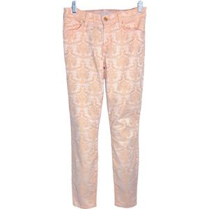 7 FOR ALL MANKIND 7FAM Peach Textured Jacquard Print Slim Straight Leg Jeans 29
